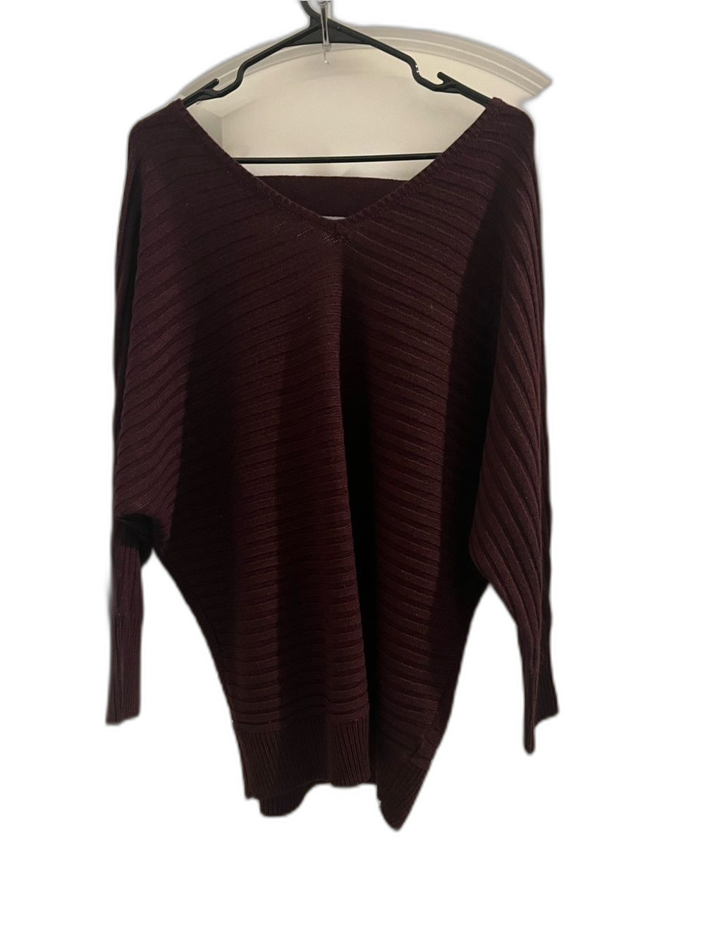 Sohо New York & Company Jeans S Burgundy Ribbed Knit Sweater Tunic